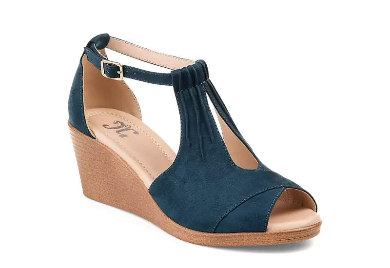 Journee Collection Womens Kedzie Wedge Sandal - Blue 3 Journee Collection Womens Kedzie Wedge Sandal - Blue