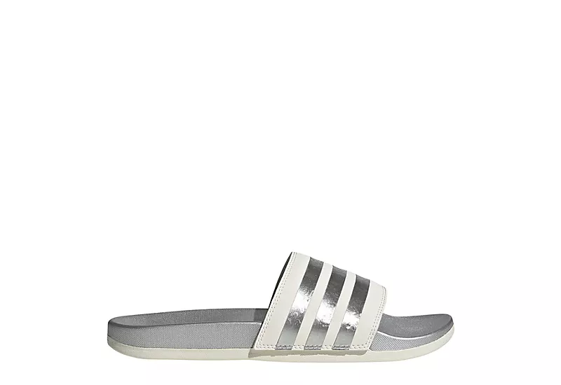 Adidas Womens Adilette Comfort Slide Sandal - White 4 Adidas Womens Adilette Comfort Slide Sandal - White - Image 2