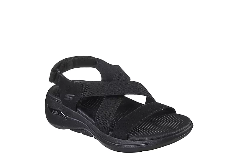 Skechers Womens Go Walk Arch Fit Outdoor Sandal - Black 3 Skechers Womens Go Walk Arch Fit Outdoor Sandal - Black