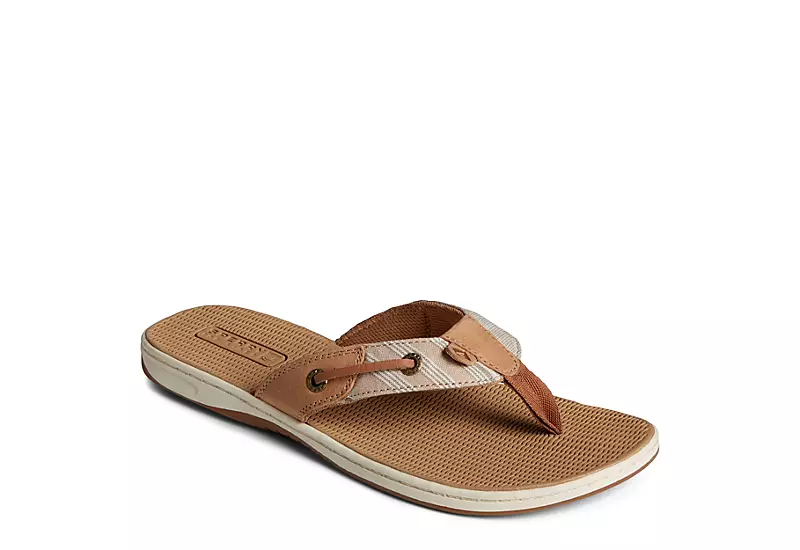 Sperry Womens Seafish Chambray Stripes Flip Flop Sandal - Tan 3 Sperry Womens Seafish Chambray Stripes Flip Flop Sandal - Tan