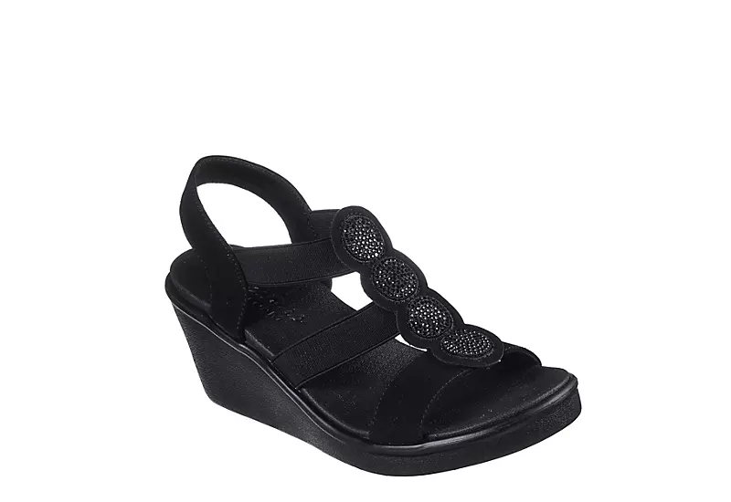 Skechers Womens Rumble On - Camp Glam Wedge Sandal - Black 3 Skechers Womens Rumble On - Camp Glam Wedge Sandal - Black