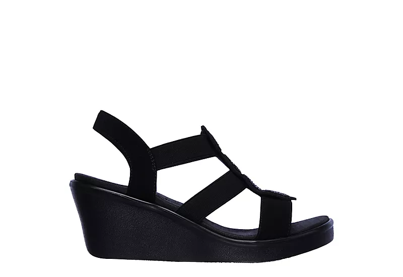 Skechers Womens Rumble On - Camp Glam Wedge Sandal - Black 4 Skechers Womens Rumble On - Camp Glam Wedge Sandal - Black - Image 2