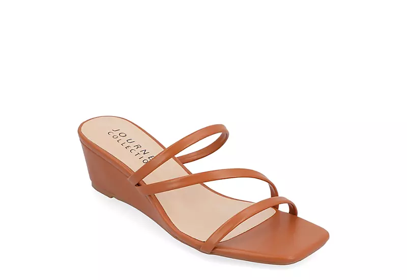 Journee Collection Womens Takarah Low Wedge Sandal - Brown 3 Journee Collection Womens Takarah Low Wedge Sandal - Brown